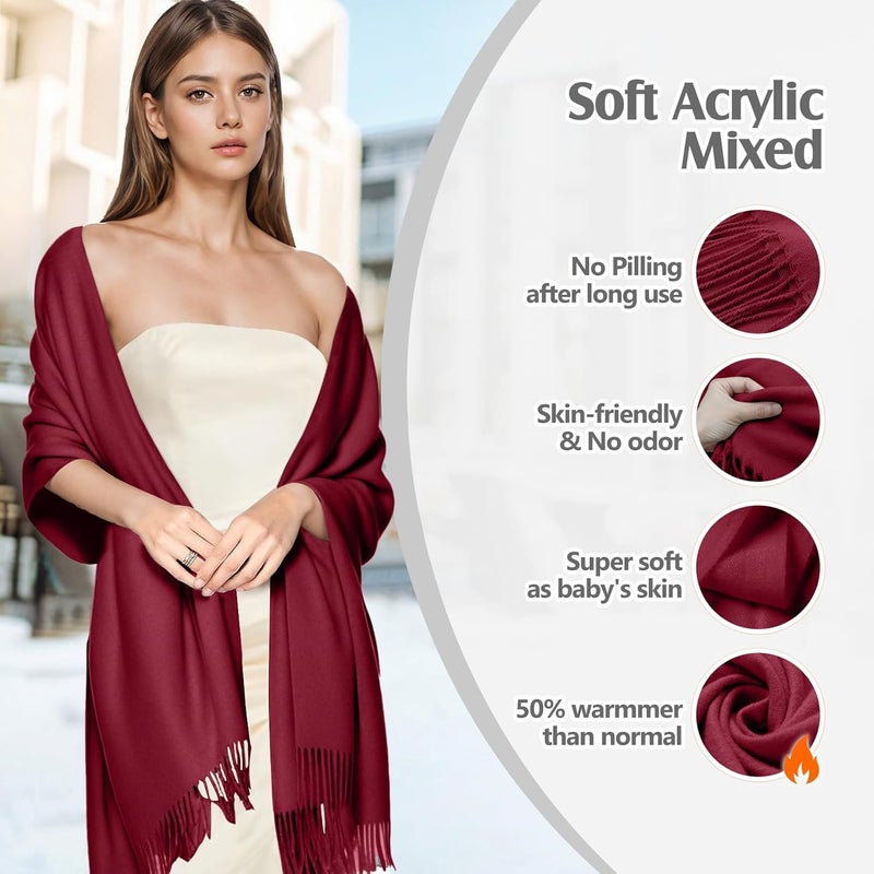 AURUZA Shawls and Wraps for Evening Dresses, Soft Pashmina Shawls for Women, Pashmina Shawls for Wedding Party - Image 2